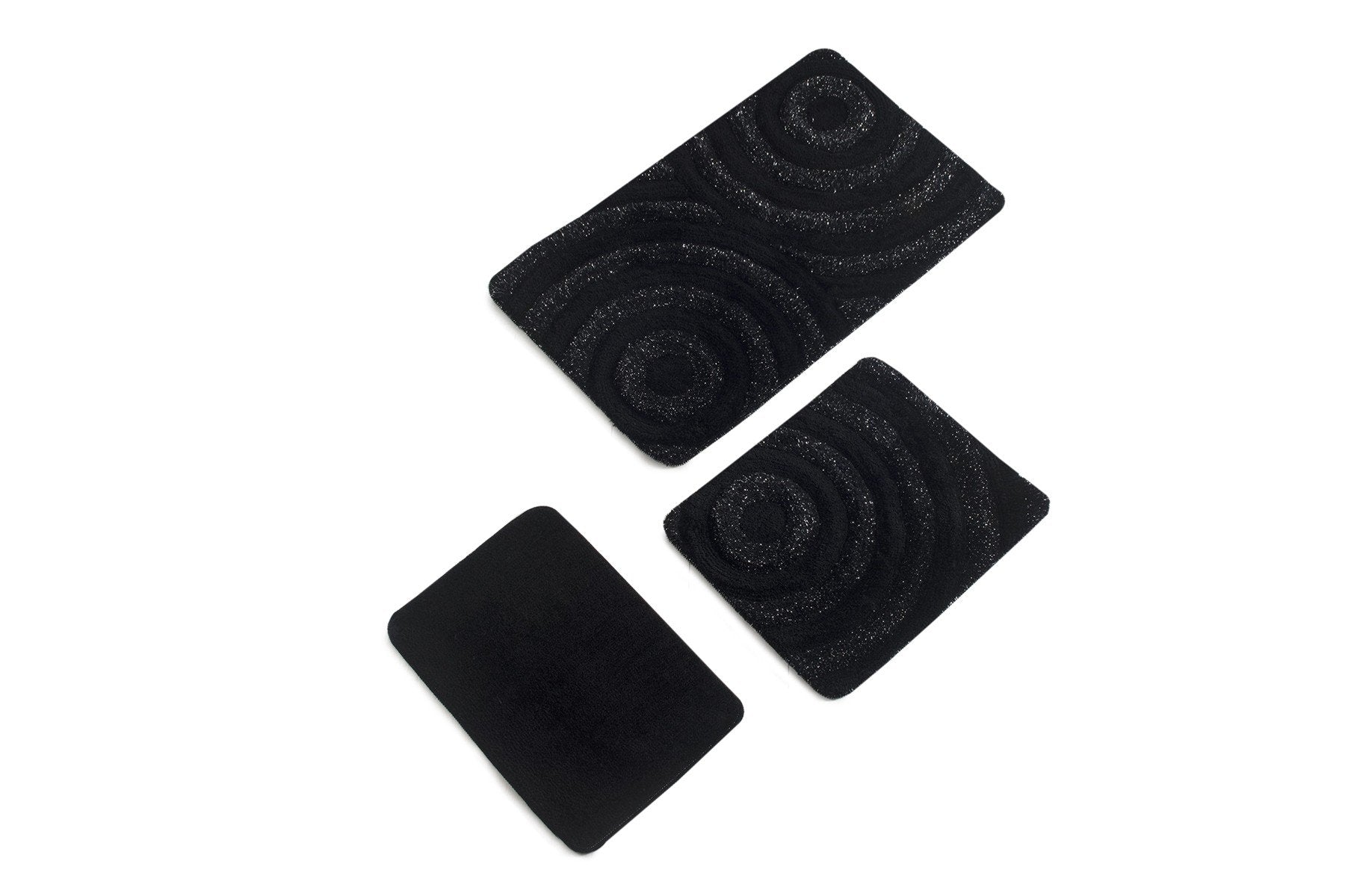 Acrylic Bathmat Set (3 Pieces) Wave - Black Black 351ALS2021 3