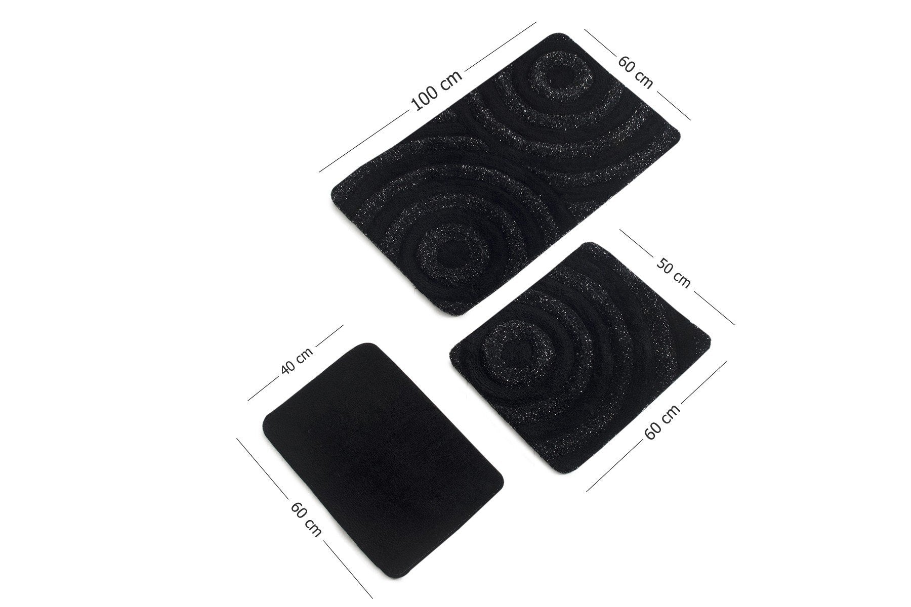 Acrylic Bathmat Set (3 Pieces) Wave - Black Black 351ALS2021 4