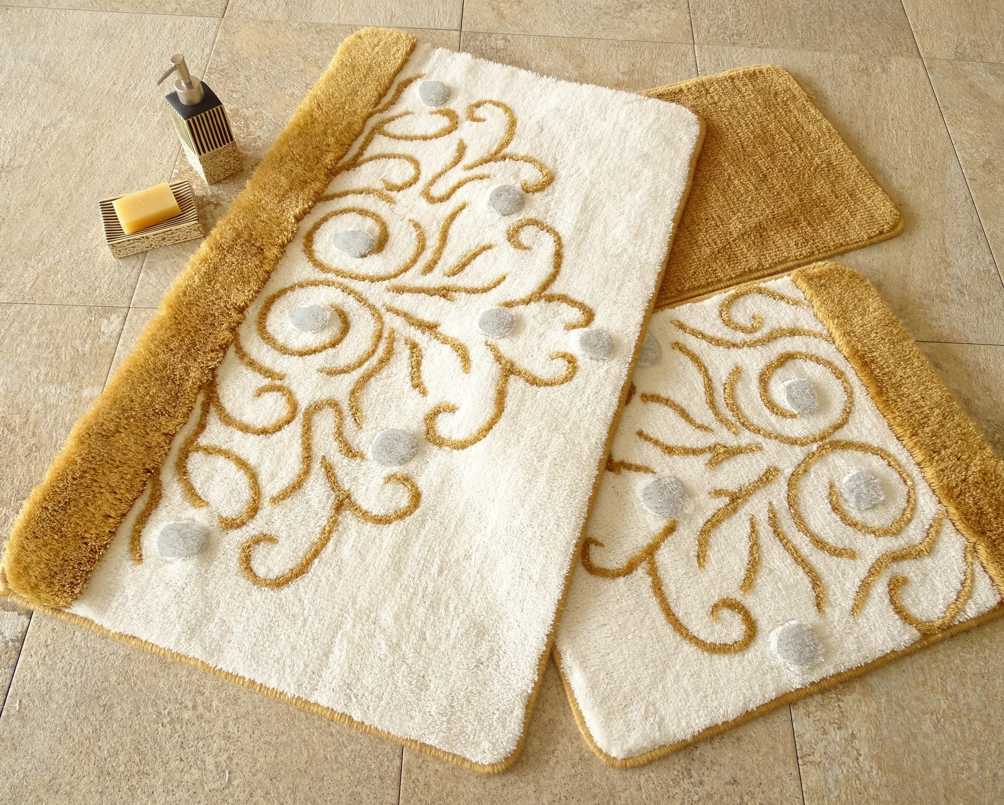 Acrylic Bathmat Set (3 Pieces) Yekta - Gold Multicolor 351ALS2022 1