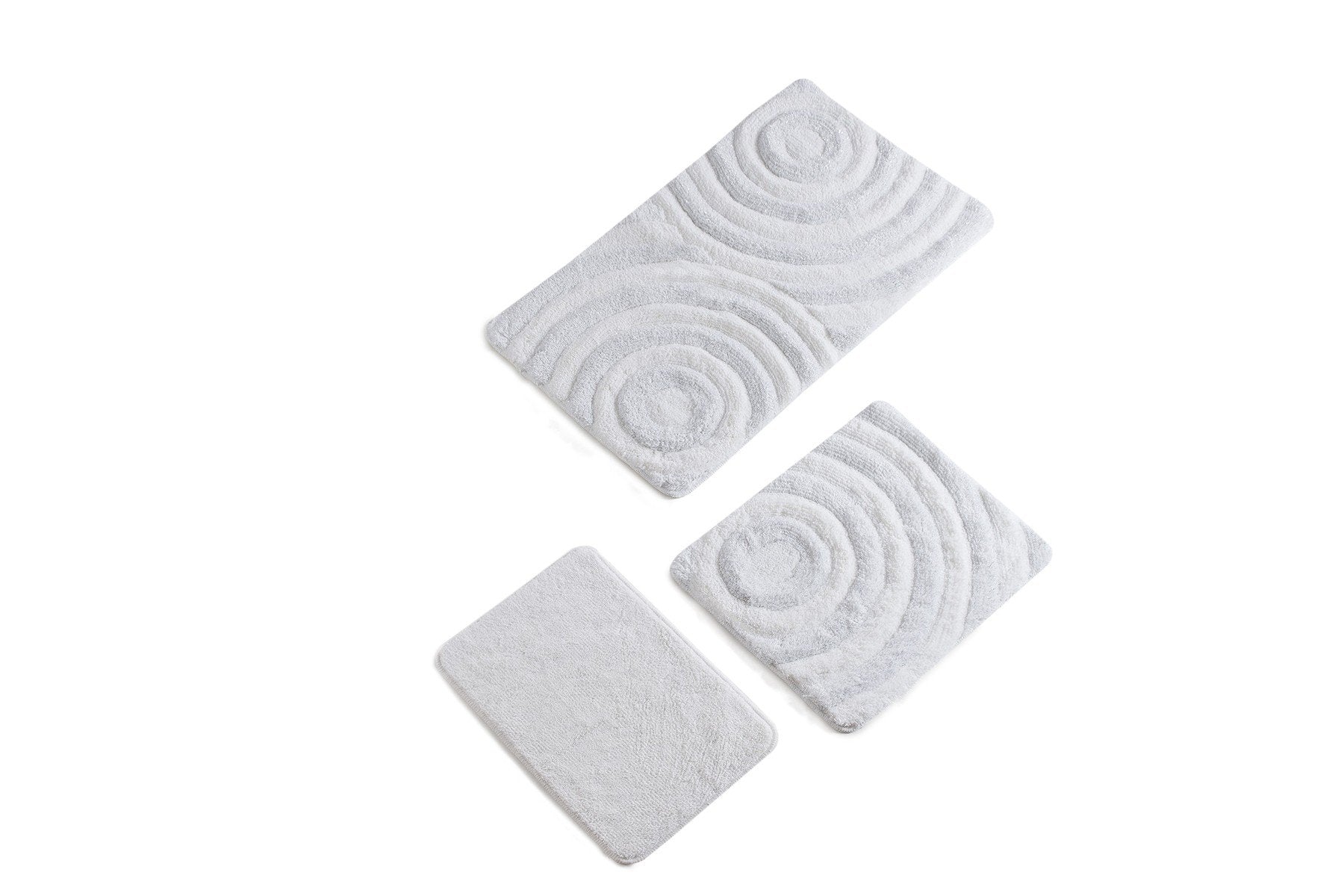 Acrylic Bathmat Set (3 Pieces) Wave - White White 351ALS2028 3