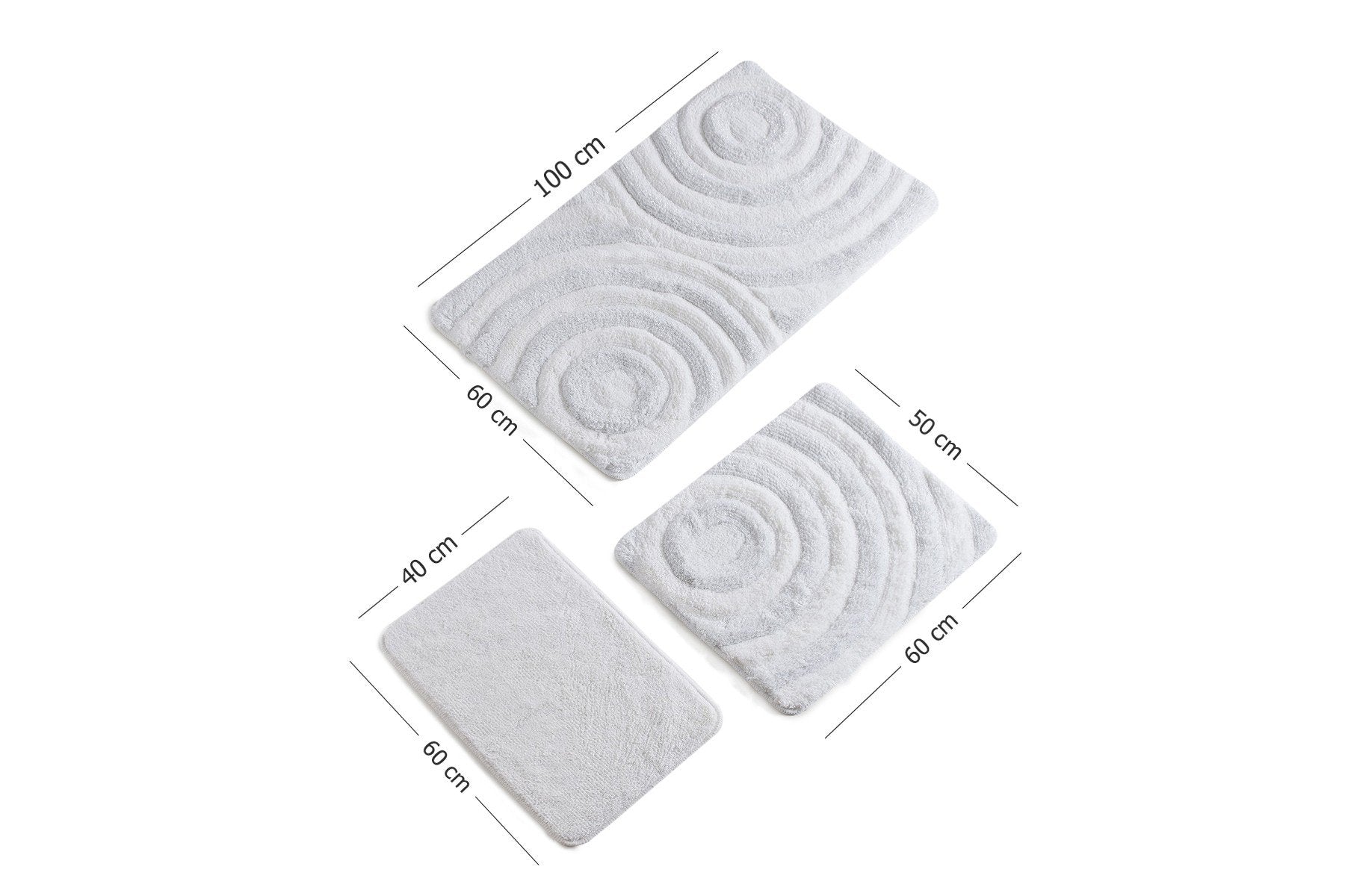 Acrylic Bathmat Set (3 Pieces) Wave - White White 351ALS2028 4