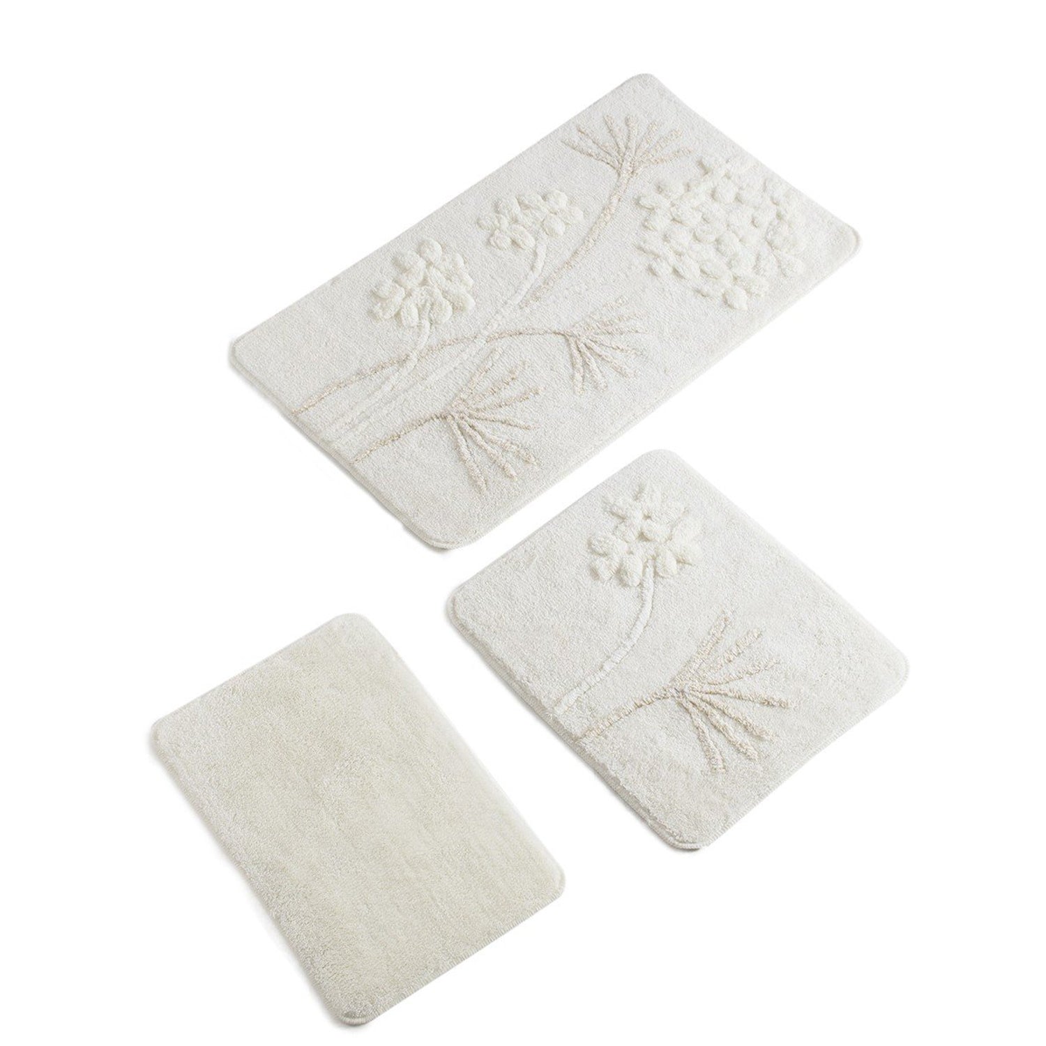 Acrylic Bathmat Set (3 Pieces) Orkide - Ecru Ecru 351ALS2044 3