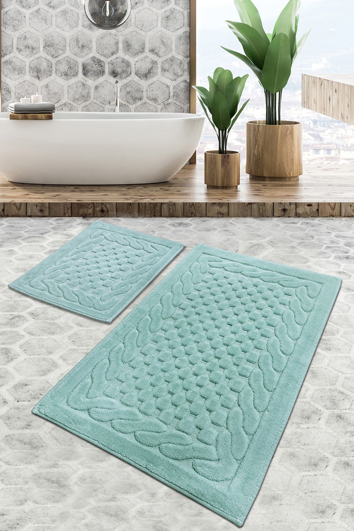 Bathmat Set (2 Pieces) Bambi - Mint Mint 351ALS2136 1