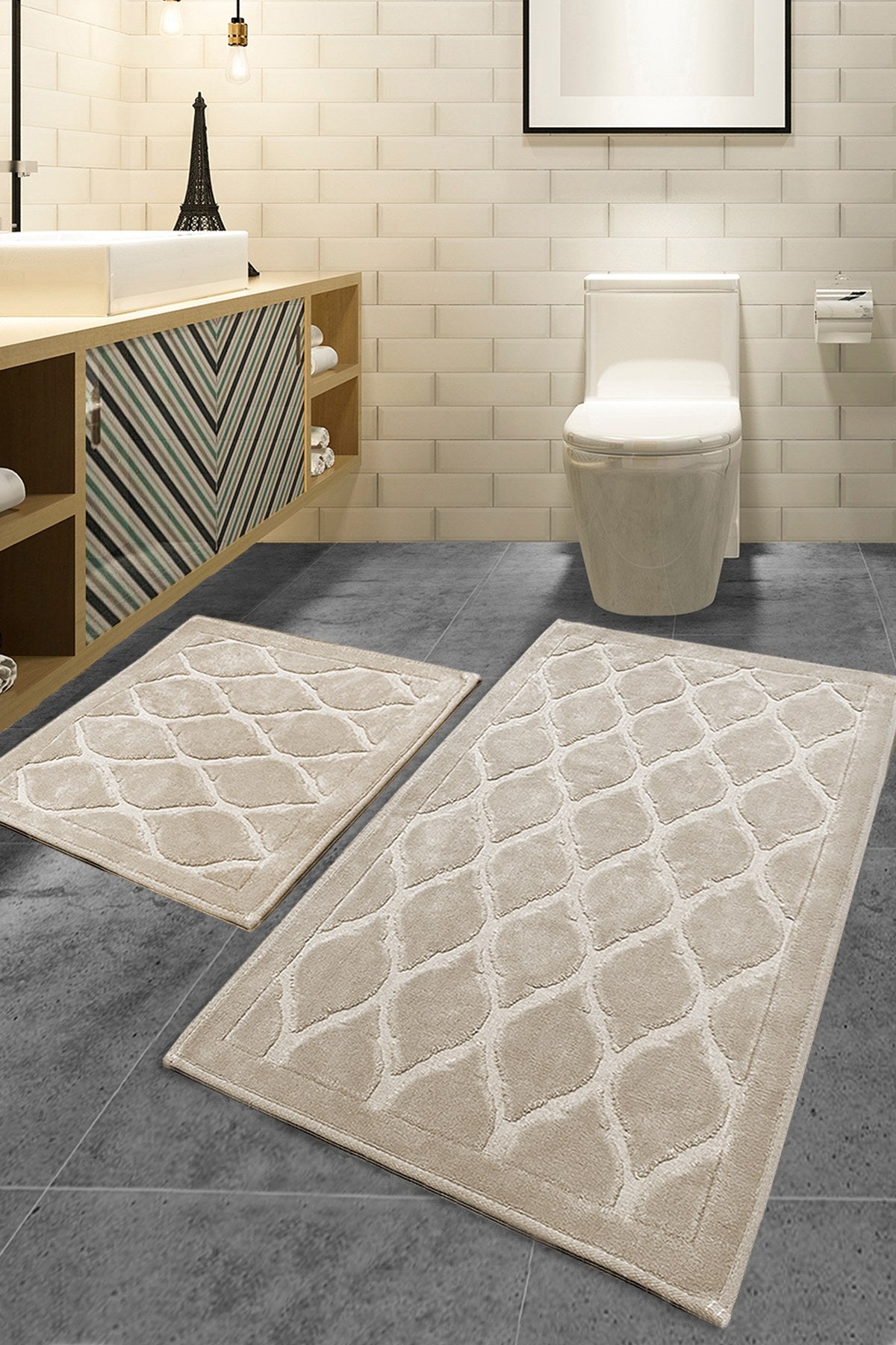 Bathmat Set (2 Pieces) Dante - Beige Beige 351ALS2141 1