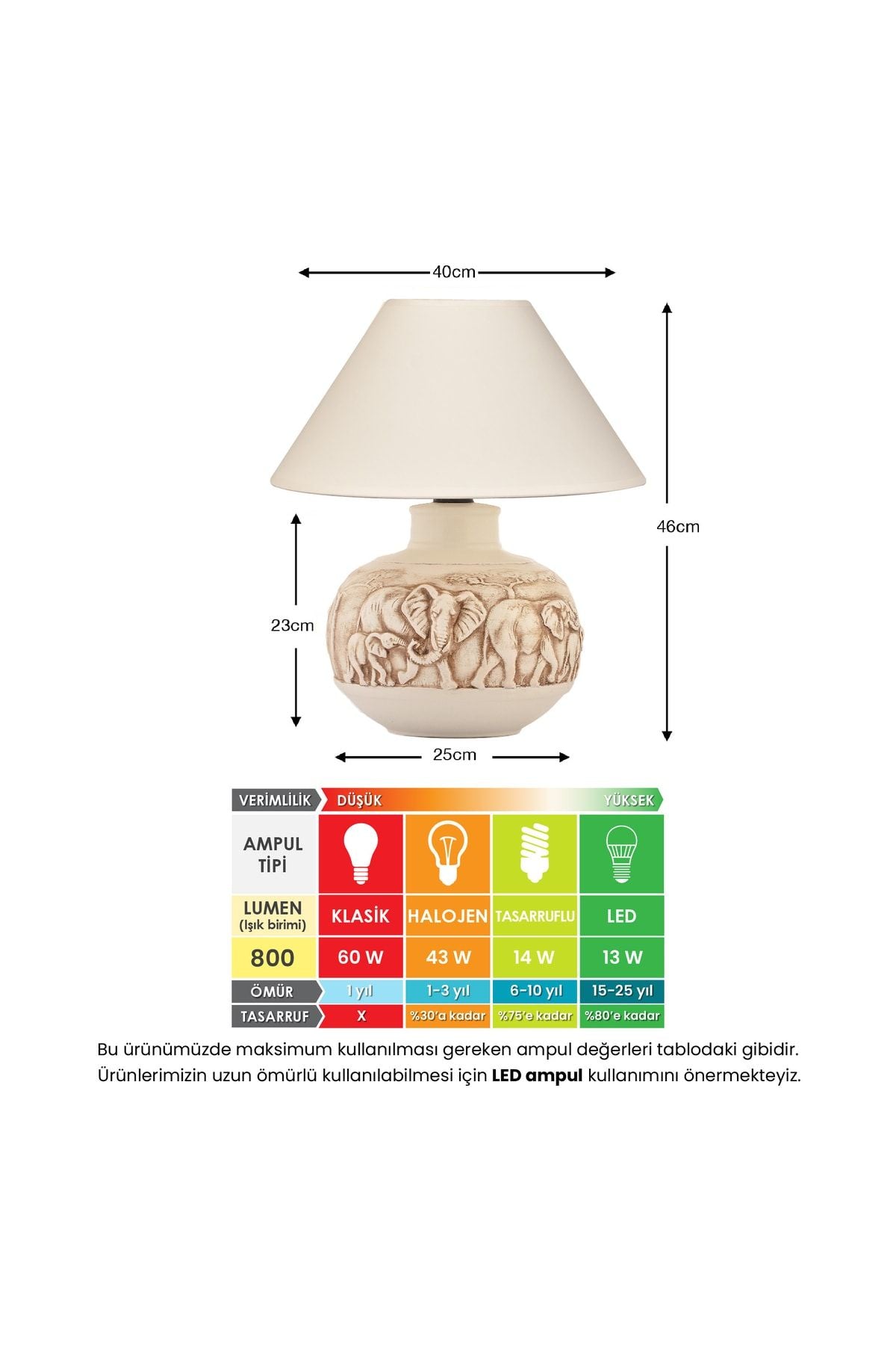 Yalılı Seramik Filli Seramik Cream Lamp 3