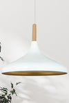 Bamyum White Champion Wooden Single Pendant Chandelier for Living Room, Kitchen, Cafe, Boutique 1