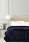 Karaca Home Elephant Navy Blue Double Soft Embossed Blanket 1