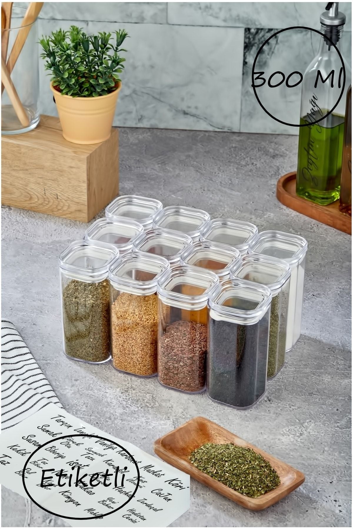 FBZhome 12-Piece 300ml Vacuum Lid Spice Jar Set - Leak-Proof Seal - Acrylic Storage Container with Labels 1