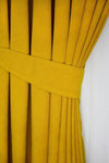 Home Color Home Mustard Yellow Honeycomb Velvet Textured Curtain Plain Stitching Tape Gathering 3