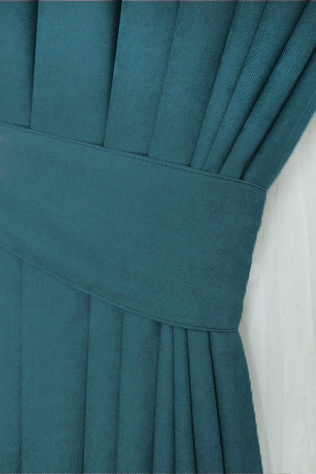 Home Color Home Petrol Petek Velvet Textured Drapery Plain Stitched Extra Pleated First Class Quality 3