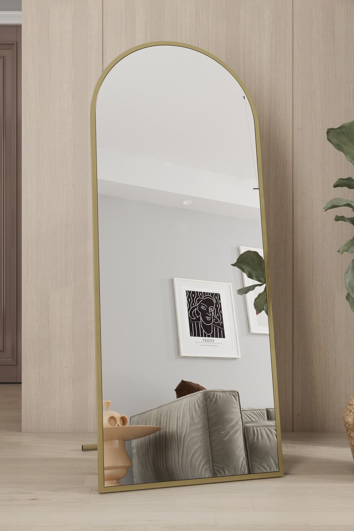 Marsah Home Gold Metal Framed 150 X 60 Cm Oval Standing Full-Length Mirror 1