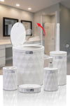 Okyanus Home Diamond White Click Cover 5-Piece Bathroom Set 2