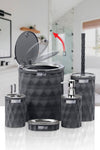 Okyanus Home Diamond Anthracite Chrome Click Lid 5-Piece Bathroom Set 2