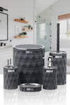 Okyanus Home Diamond Anthracite Chrome Click Lid 5-Piece Bathroom Set 4