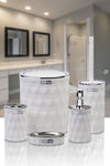 Okyanus Home Diamond White Chrome Click Cap 5-Piece Bathroom Set 4