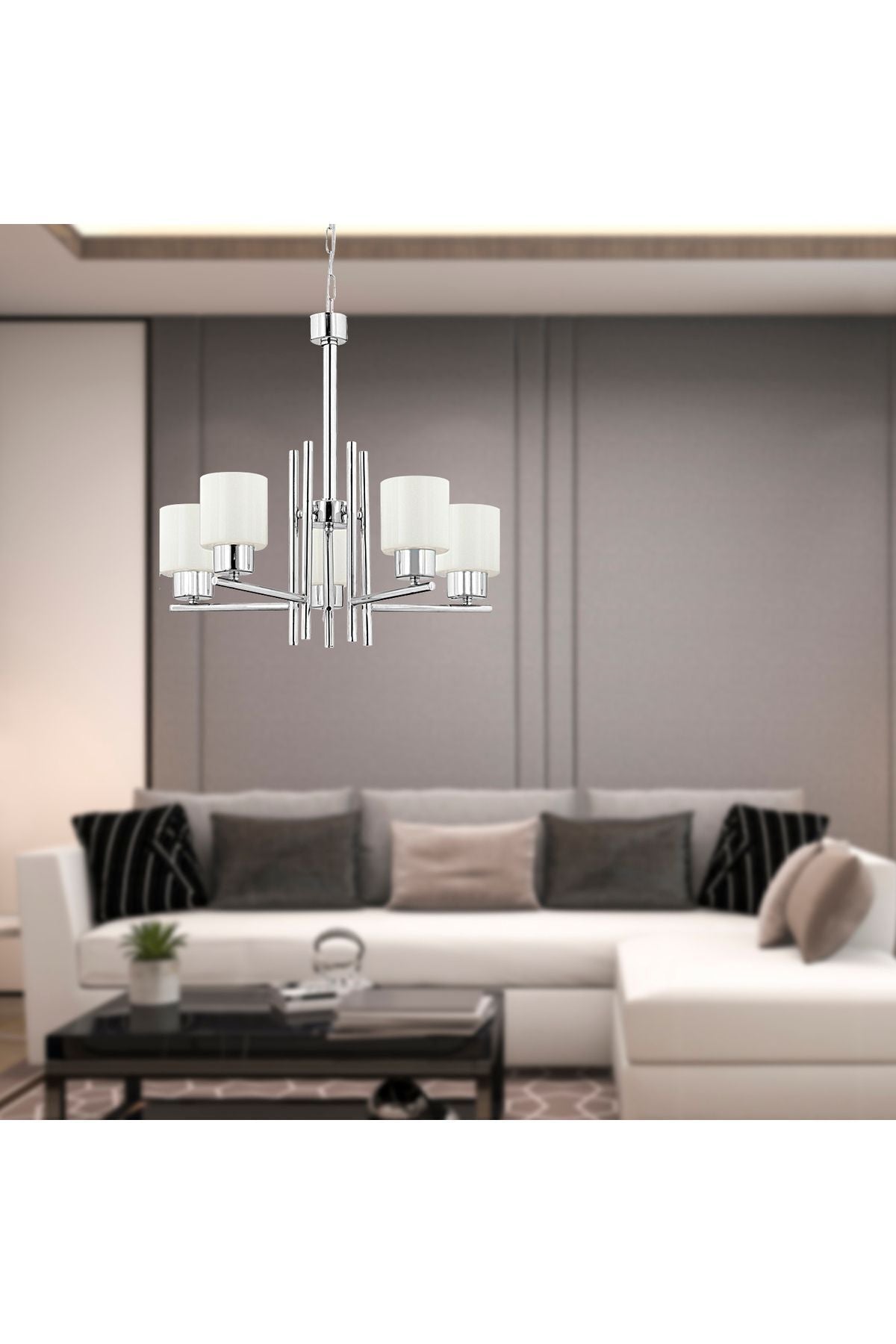 Apliqa Odesa 5 Light Chrome Plated Modern Bedroom Kitchen Living Room Chandelier 1