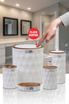 Okyanus Home Diamond White Wooden Click Cover 5-Piece Bathroom Set 1