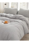 CAQQA Gray Double Cotton Fitted Sheet Duvet Cover Set 1