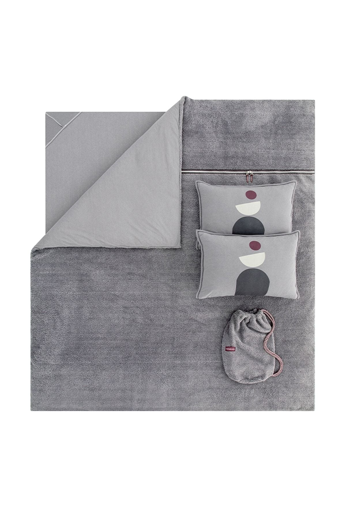 Yataş Coverme Quadro Double Quilt Duvet Set - Grey 7