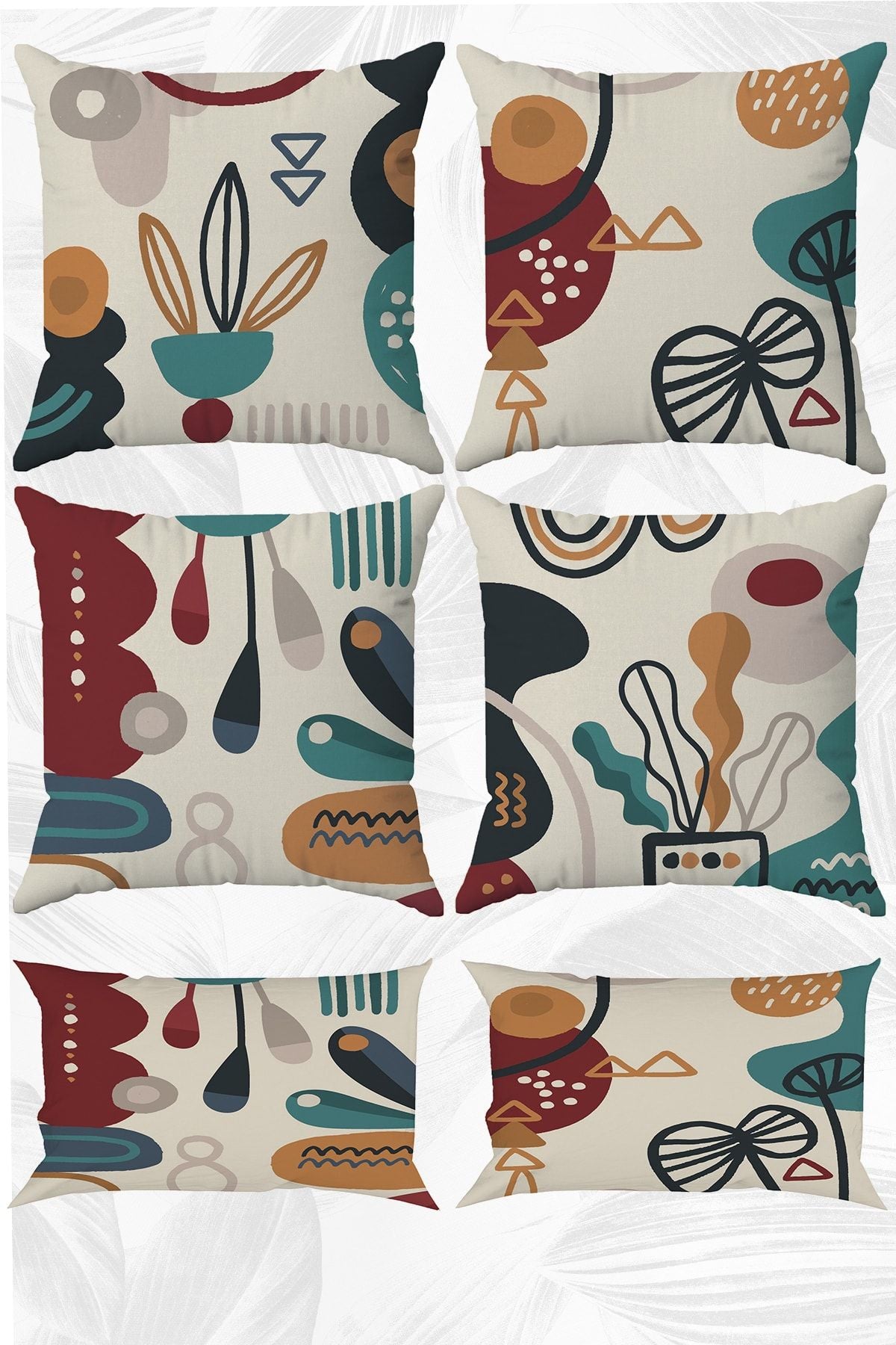 StellaHomes Minimalist Art Double-Sided Printed 43x43 And 30x50 Pillow Cover Set of 6 1