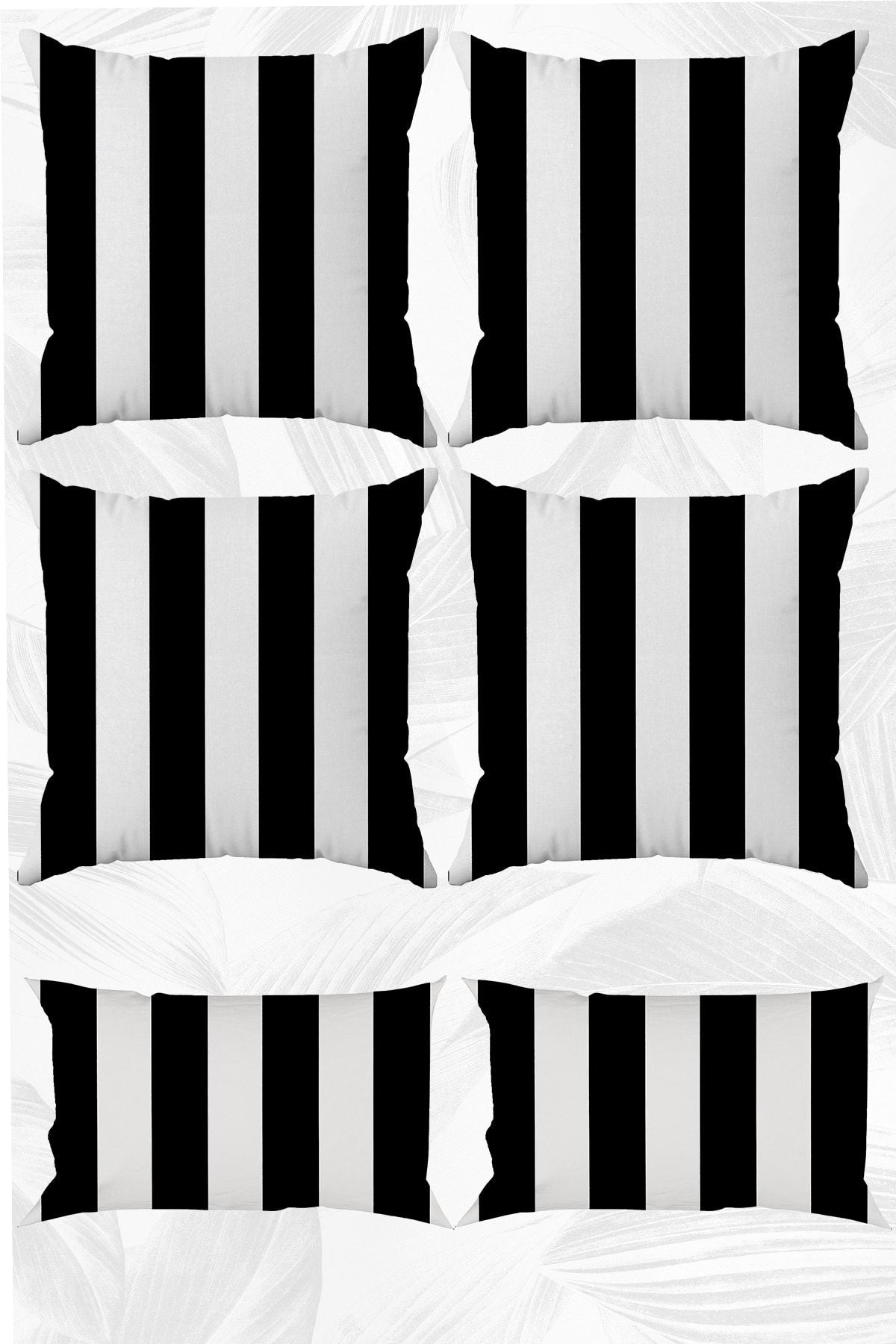 StellaHomes Black Striped Double-Sided Printed 43x43 and 30x50 Pillow Cover 6-Piece Set 1