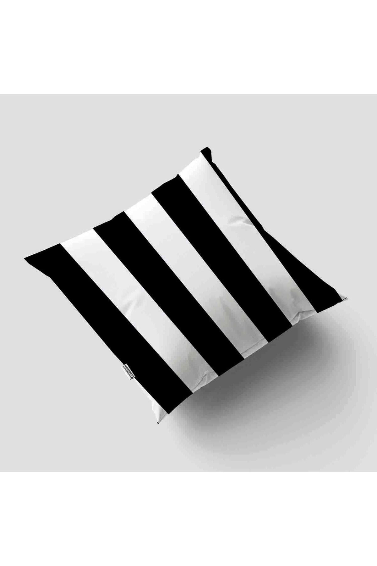 StellaHomes Black Striped Double-Sided Printed 43x43 and 30x50 Pillow Cover 6-Piece Set 5