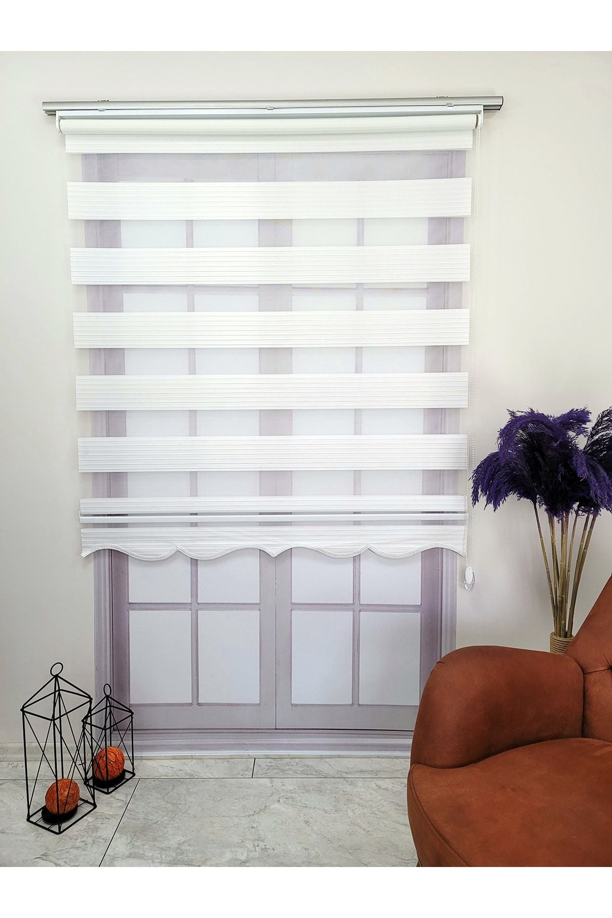 BBB White Pleated Zebra Roller Blind With Aluminum Casing Mz480 2