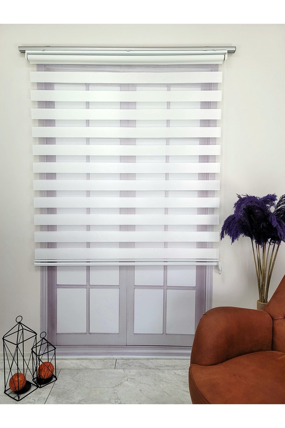 BBB White Zebra Roller Blind with Aluminum Case Mz507 2