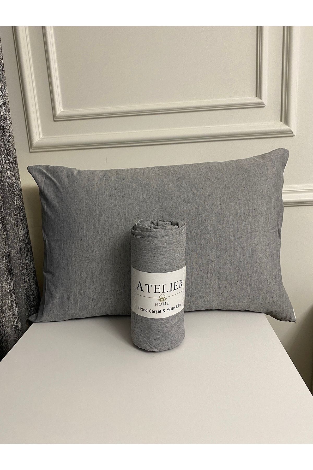 Atelier Home Double Bed Gray Fitted Sheet 3