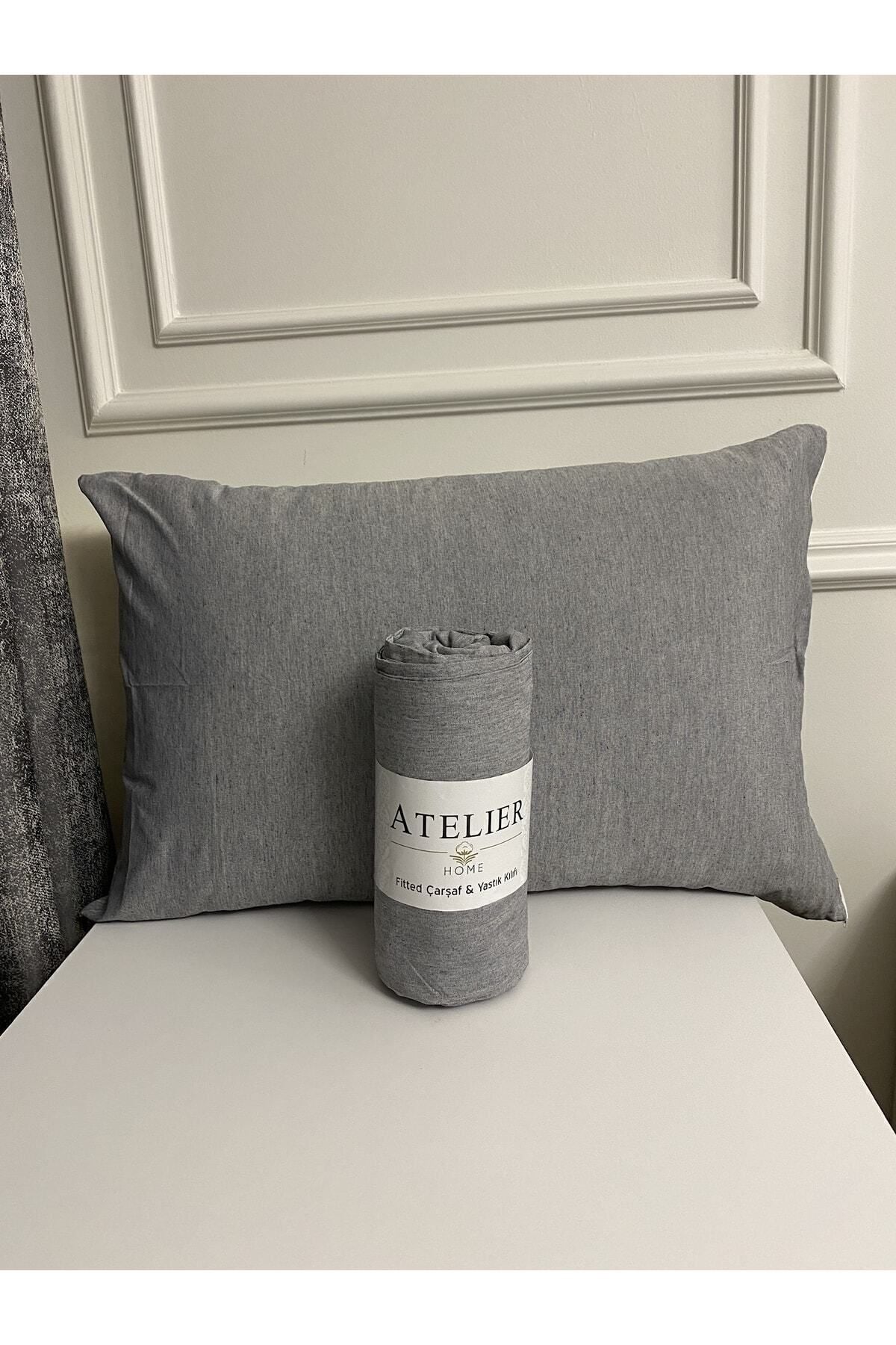 Atelier Home Single Size Grey Ranforce Fitted Sheet Set 1