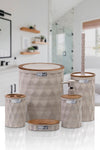 Okyanus Home Diamond Vizon Wooden Click Lid 5-Piece Bathroom Set 4