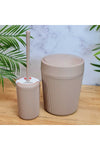 Bazaragel Bathroom Trash Bin And Toilet Brush 2-Piece Acrylic Set Brown 1