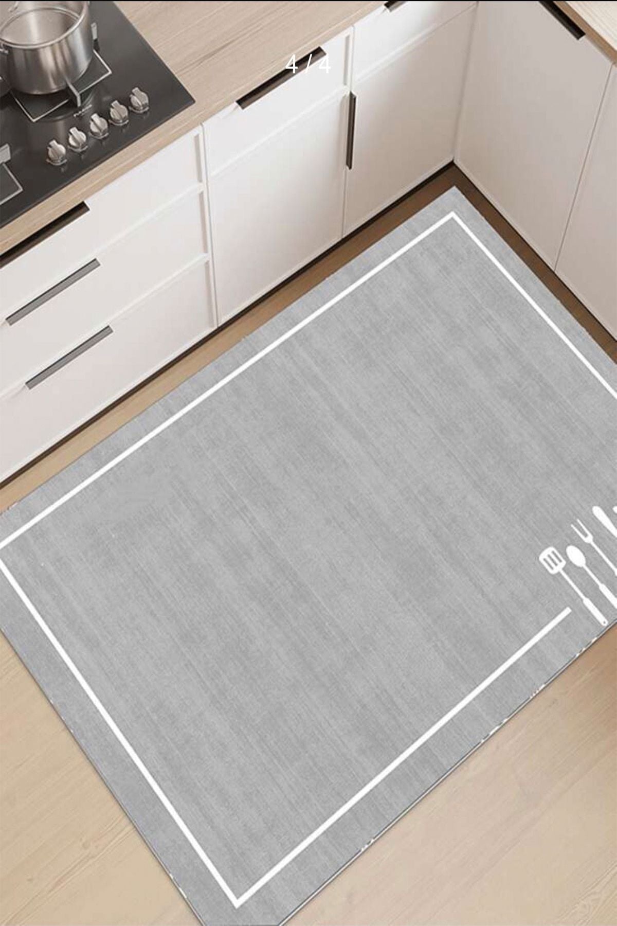 Decomia Home Digital Non-Slip Washable Modern Framed Kitchen Rug Grey Kitchen Rug Dc-5055 2