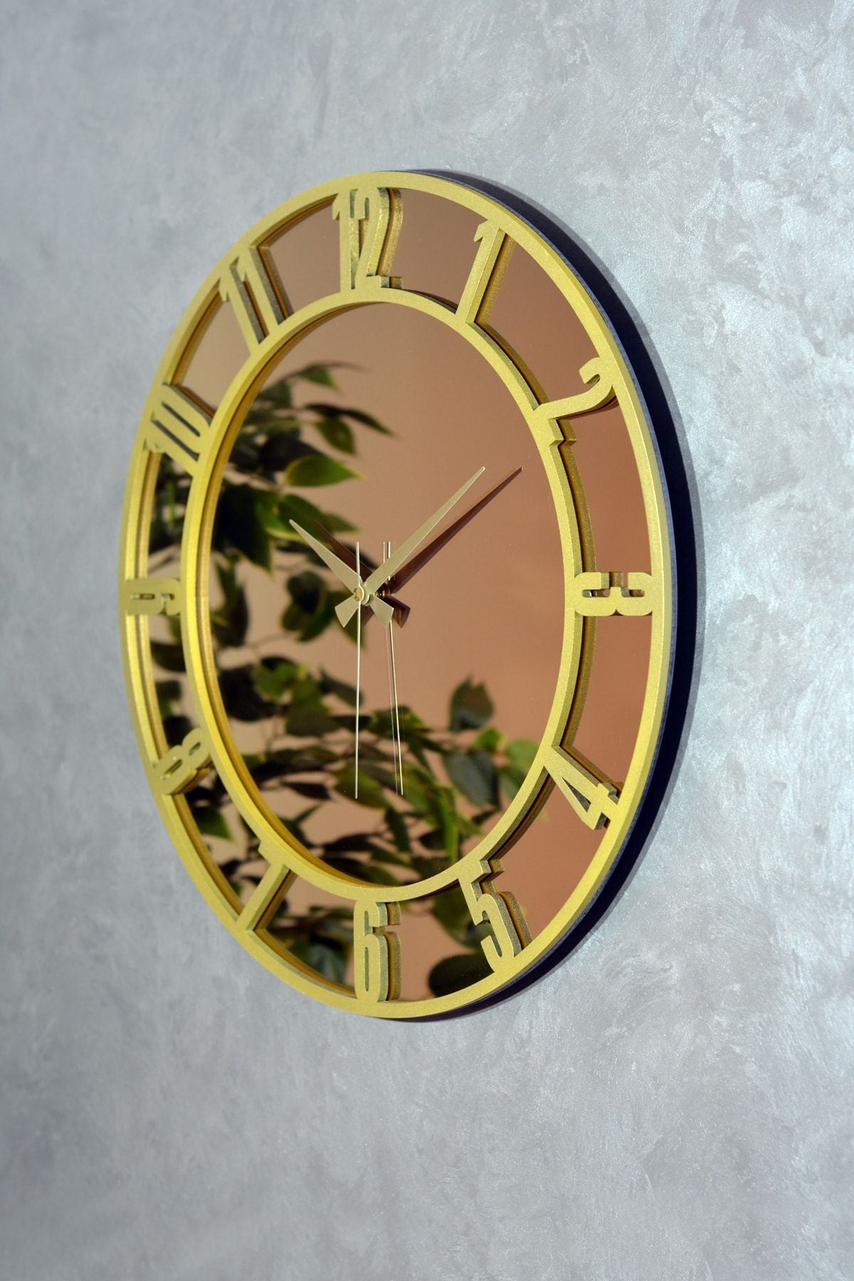 EMORES 46 Cm Real Mirror Wooden Number Decorative Wall Clock 2