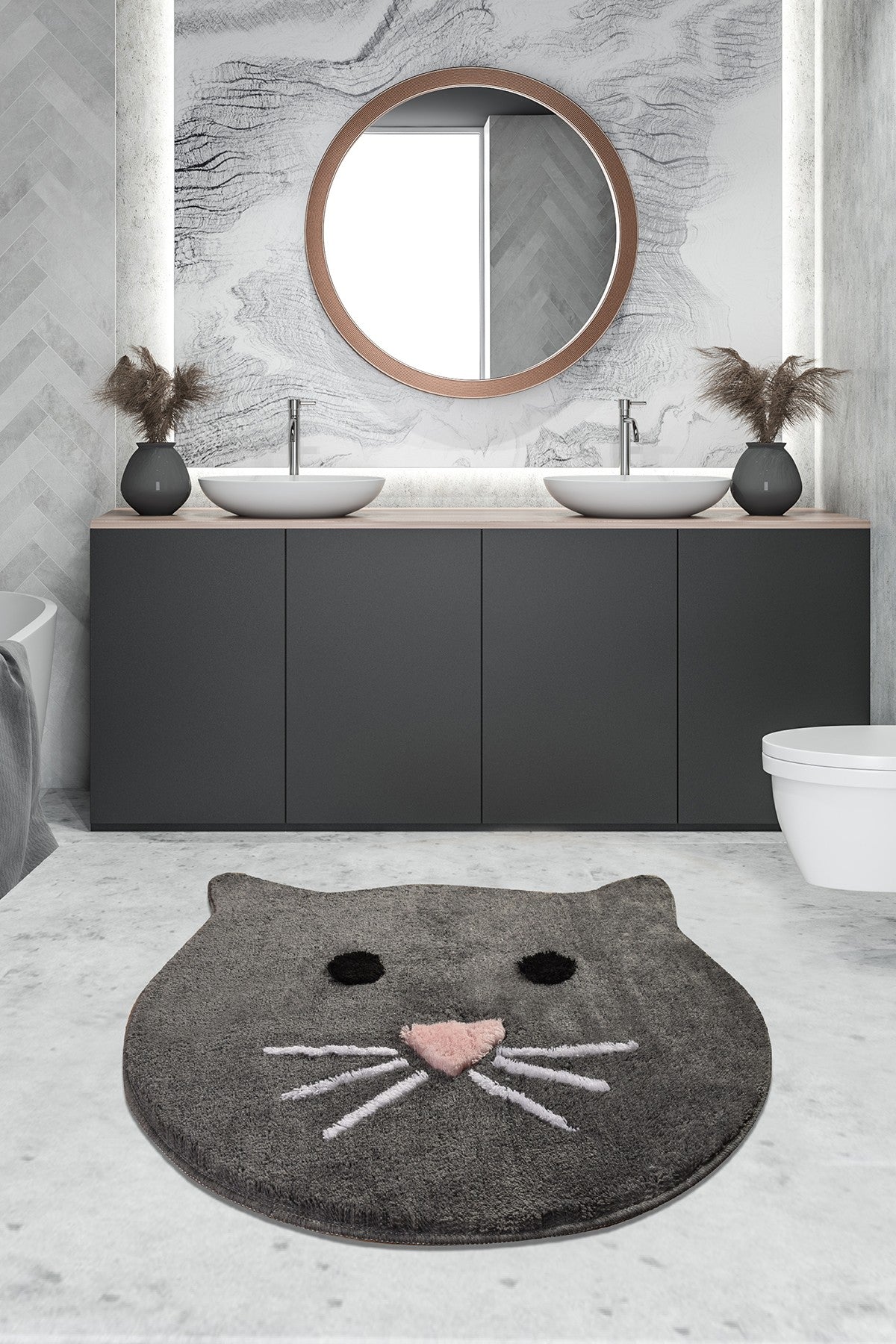 Acrylic Bathmat Cat - Anthracite Multicolor 359CHL1252 1