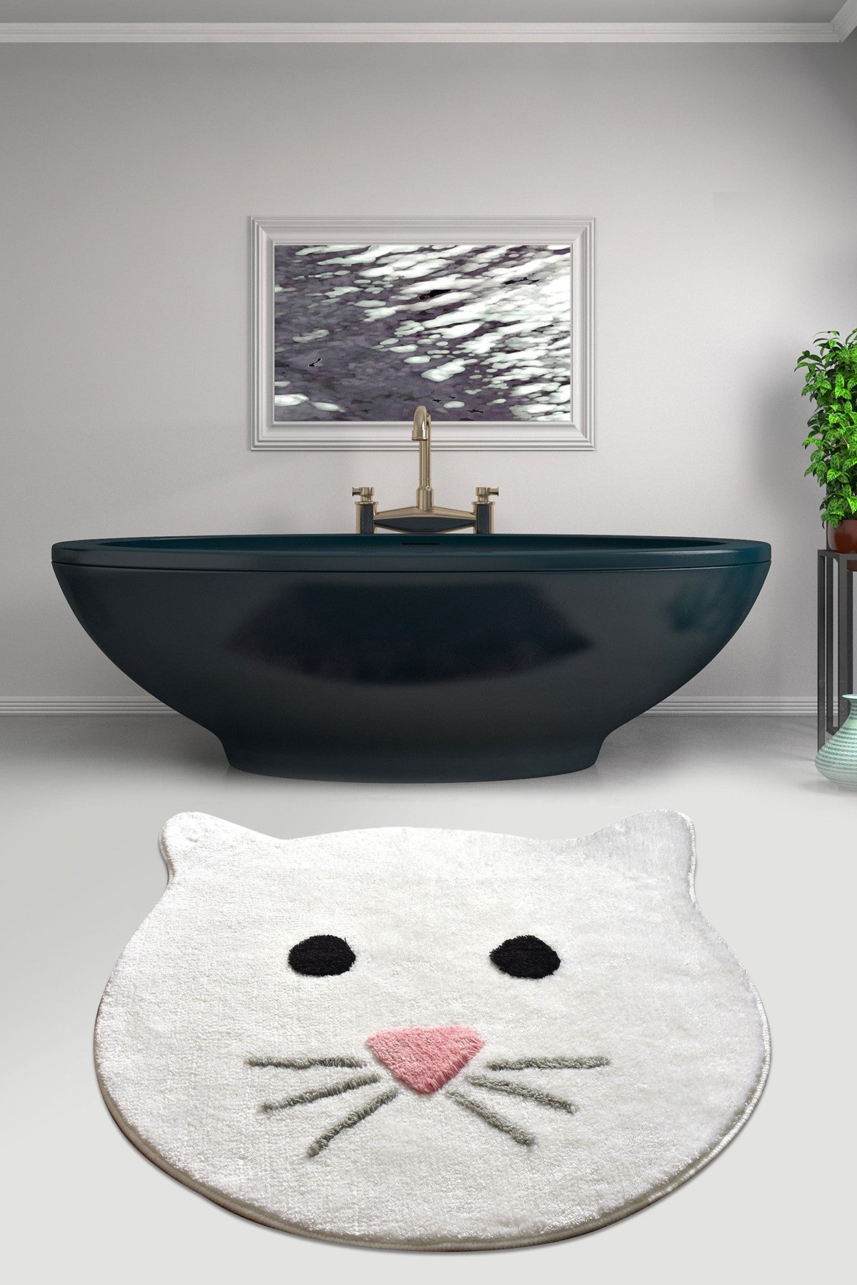 Acrylic Bathmat Cat - White Multicolor 359CHL1253 1