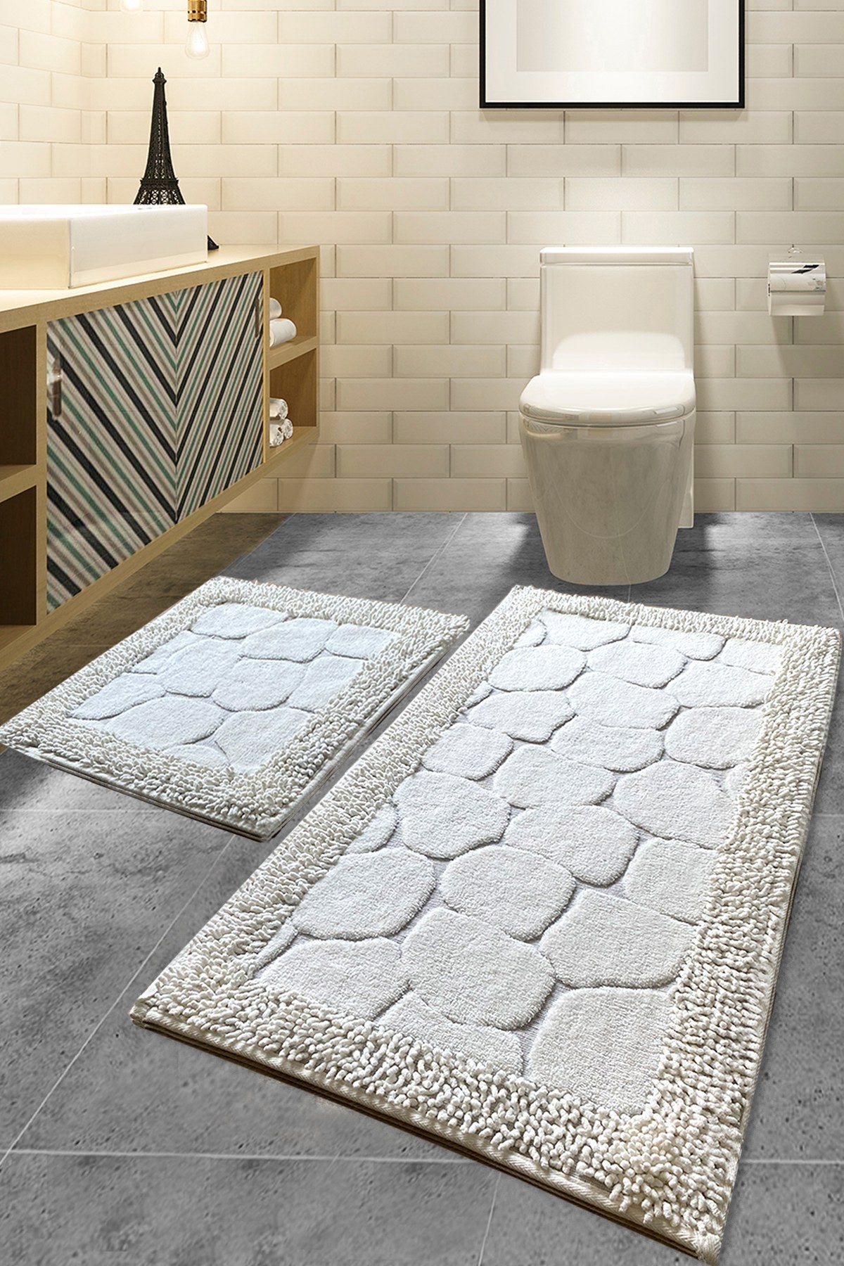 Bathmat Set (2 Pieces) Stone - Ecru Multicolor 359CHL1563 1