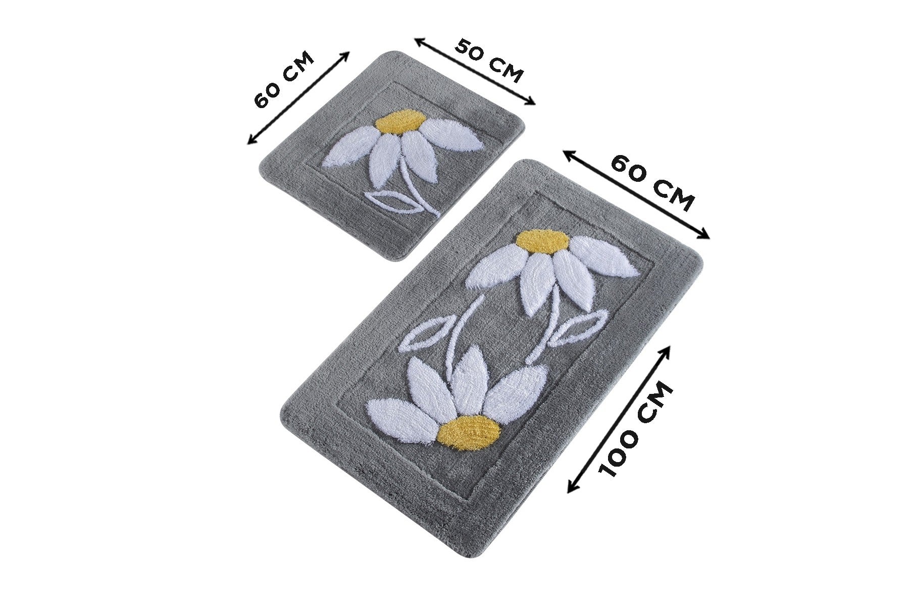 Acrylic Bathmat Set (2 Pieces) Daisy - Grey Multicolor 359CHL1597 3