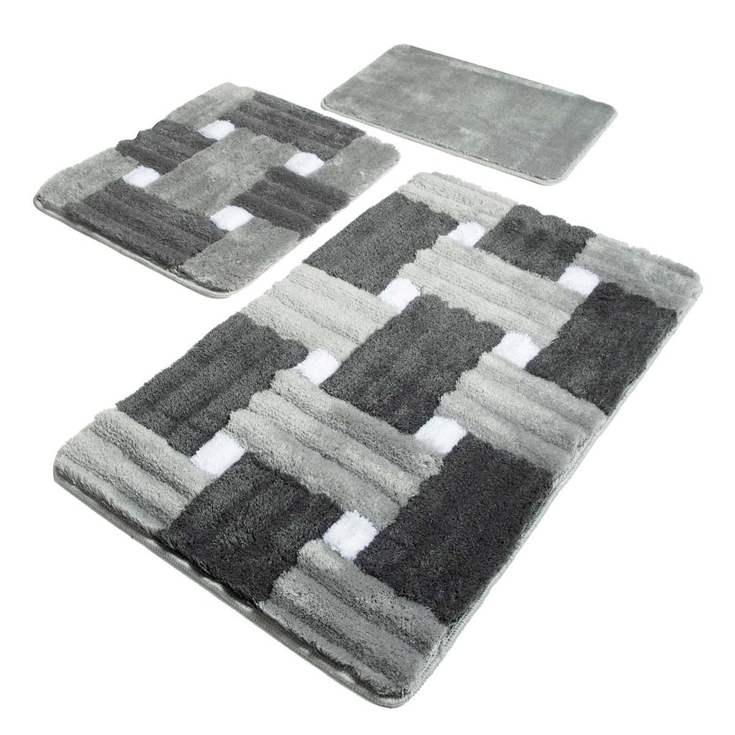 Acrylic Bathmat Set (3 Pieces) Piazza - Grey Multicolor 359CHL1623 2