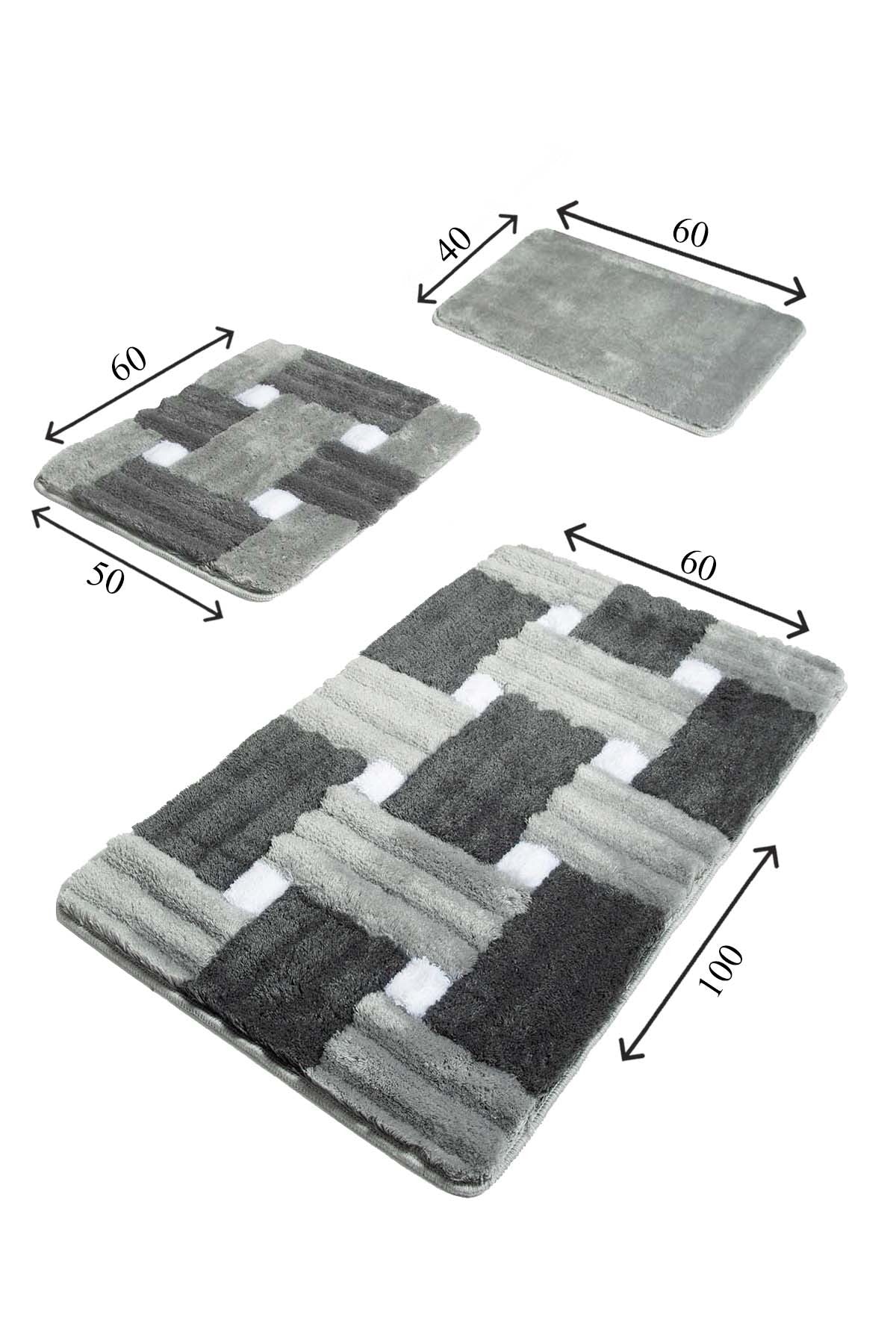 Acrylic Bathmat Set (3 Pieces) Piazza - Grey Multicolor 359CHL1623 3