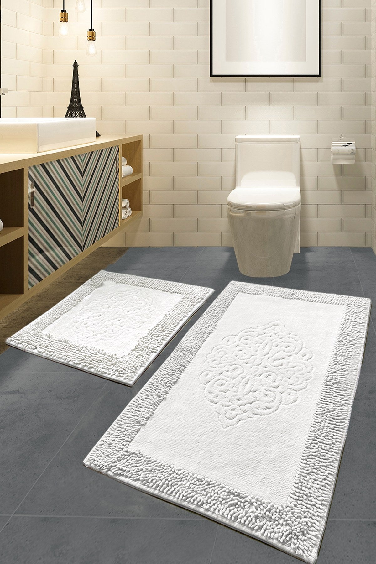 Bathmat Set (2 Pieces) Piante - Ecru Multicolor 359CHL1634 1