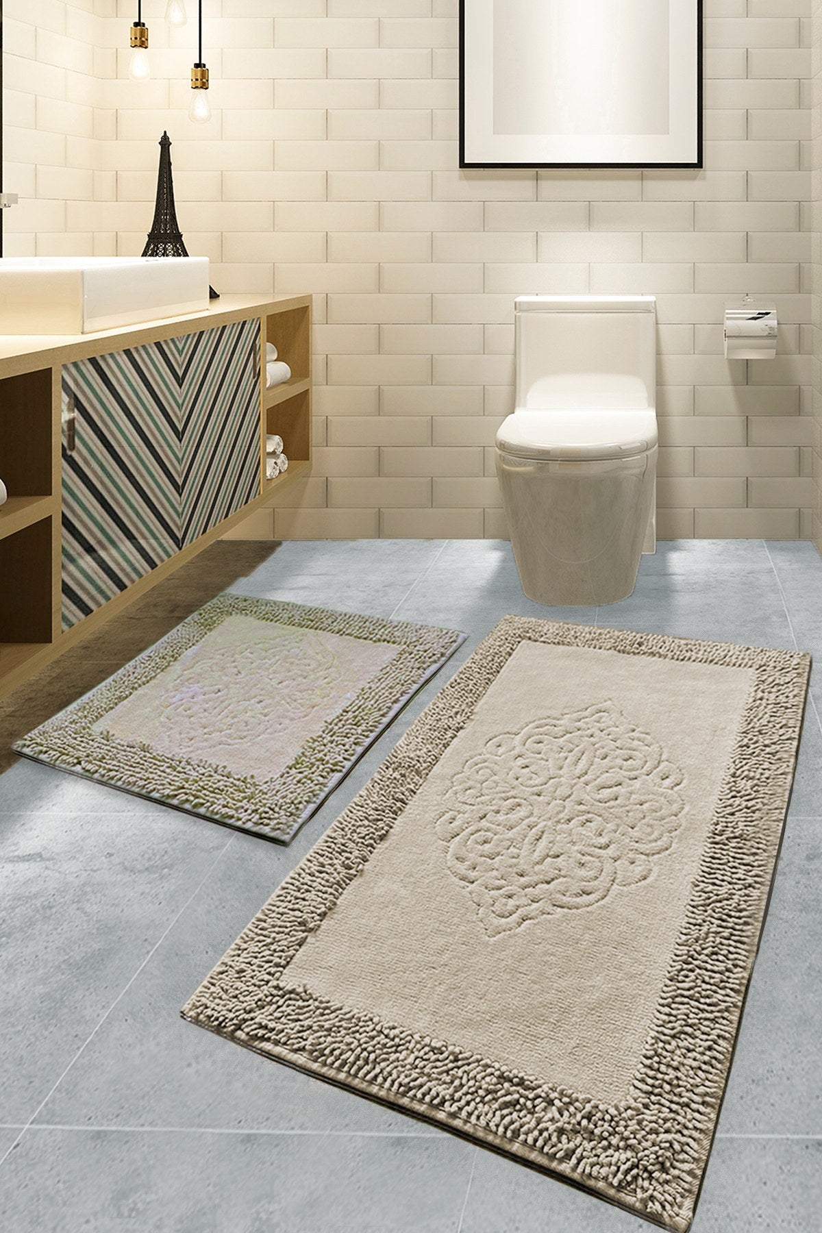 Bathmat Set (2 Pieces) Piante - Beige Multicolor 359CHL1635 1