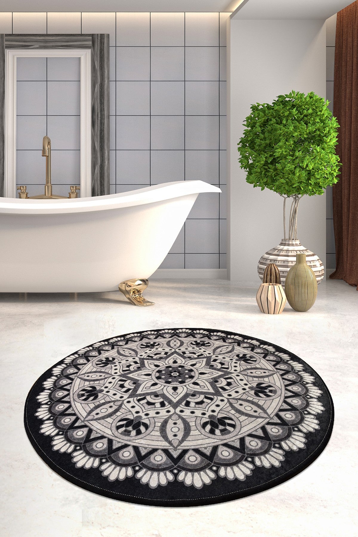 Bathmat Mandal Djt - Black Multicolor 359CHL1649 1