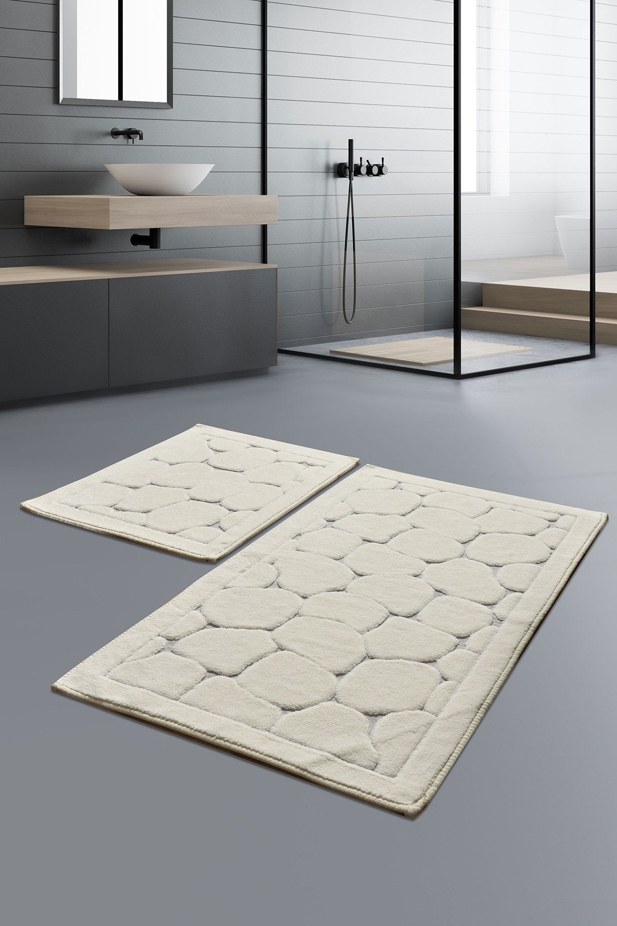 Bathmat Set (2 Pieces) Parma - Ecru Multicolor 359CHL1656 1