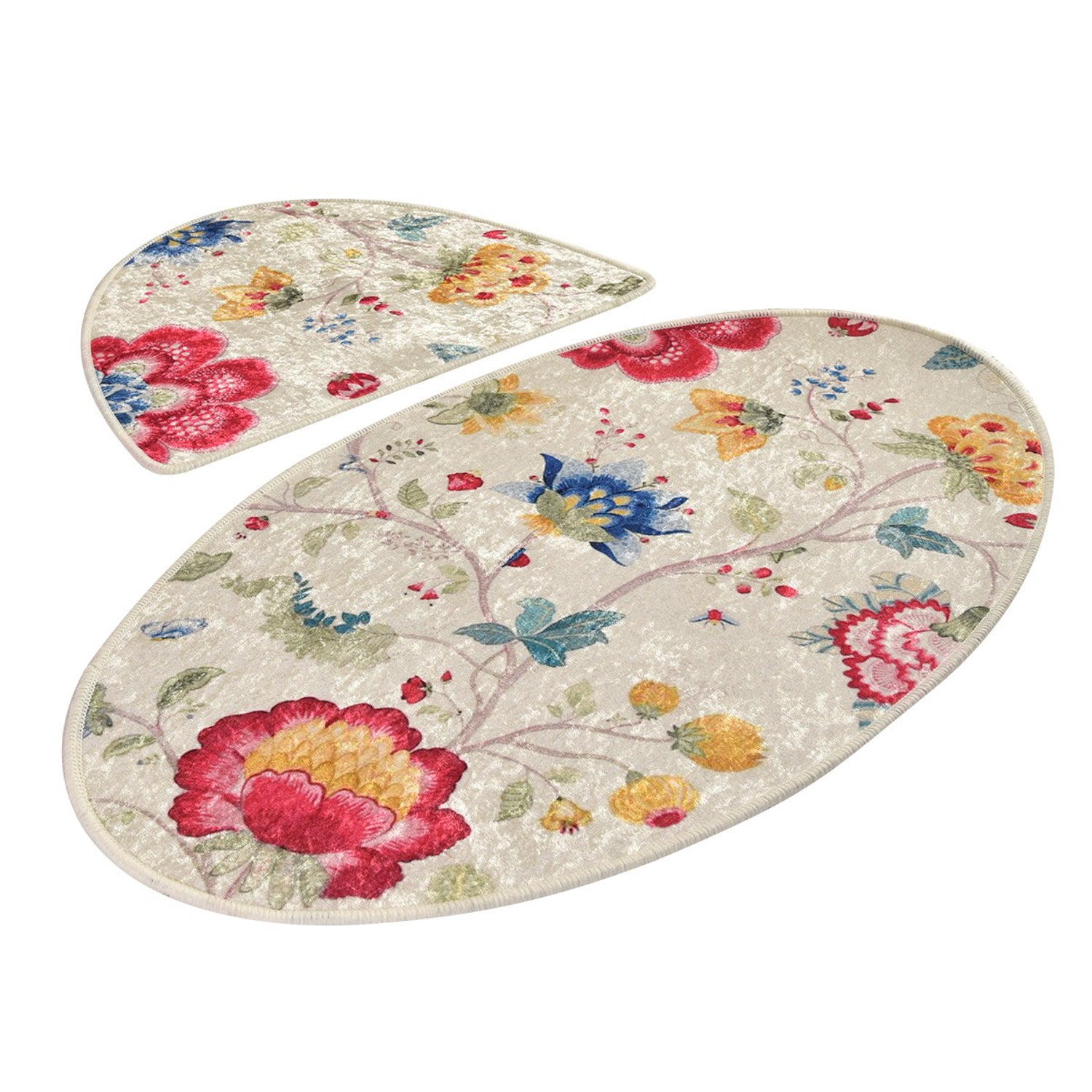 Bathmat Set (2 Pieces) Arya Oval Multicolor 359CHL2111 2