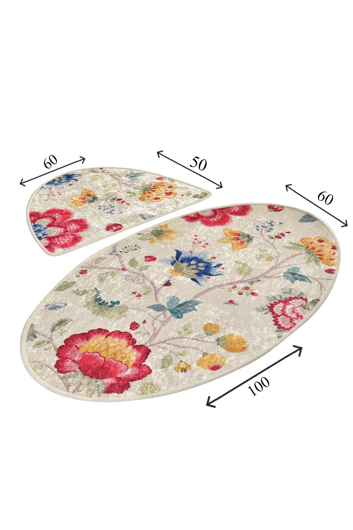 Bathmat Set (2 Pieces) Arya Oval Multicolor 359CHL2111 3