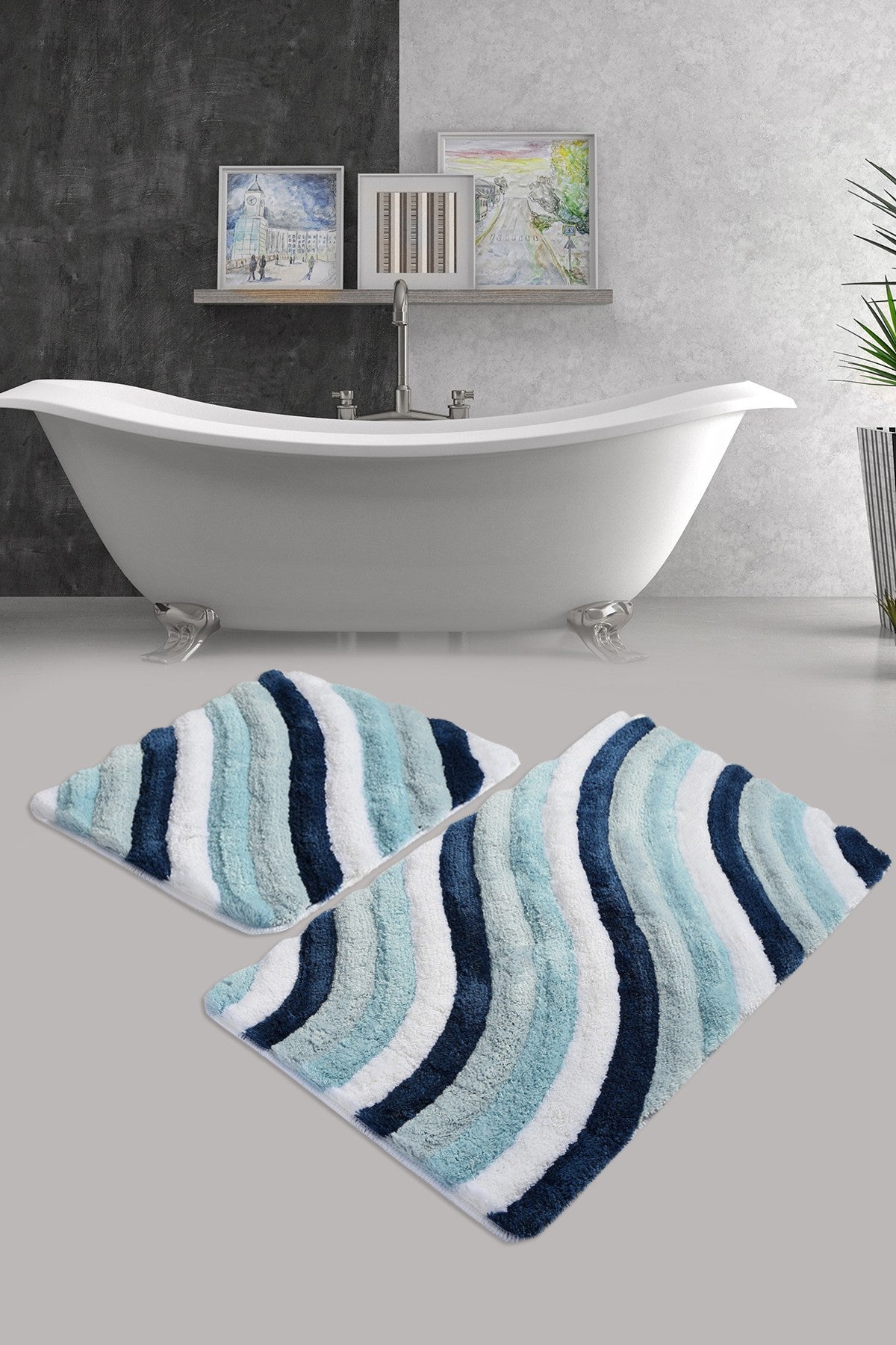 Acrylic Bathmat Set (2 Pieces) Colorful - Blue Multicolor 359CHL2226 1