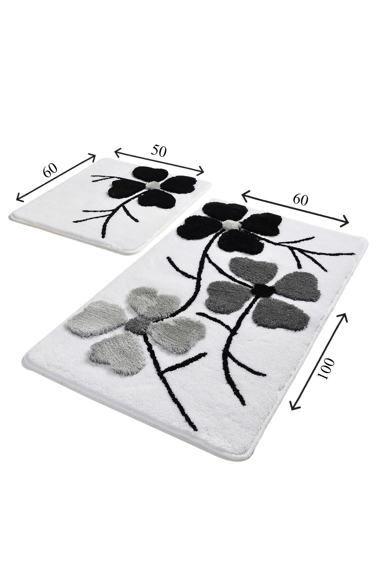 Acrylic Bathmat Set (2 Pieces) Kırcicegi - Grey Multicolor 359CHL2244 3