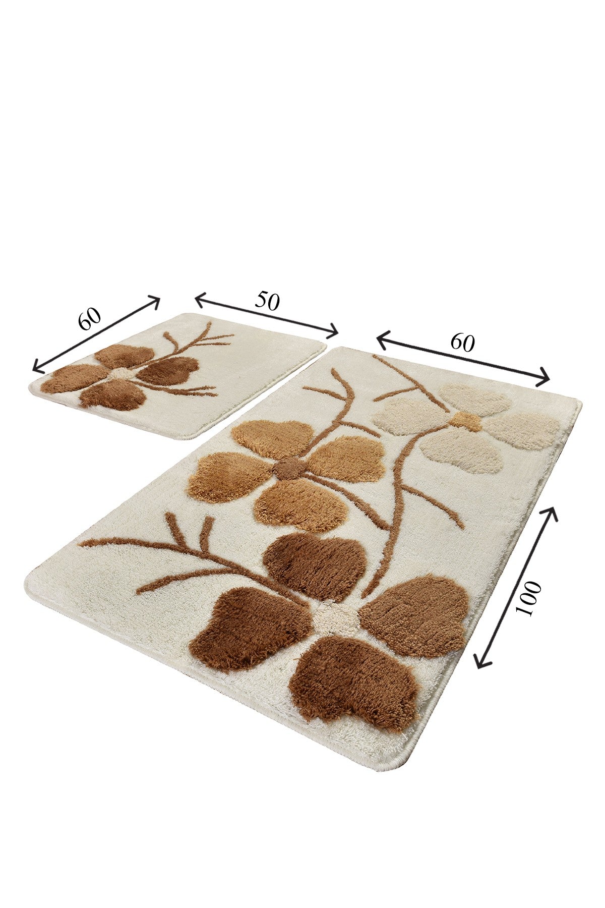 Acrylic Bathmat Set (2 Pieces) Kırcicegi - Beige Multicolor 359CHL2245 3