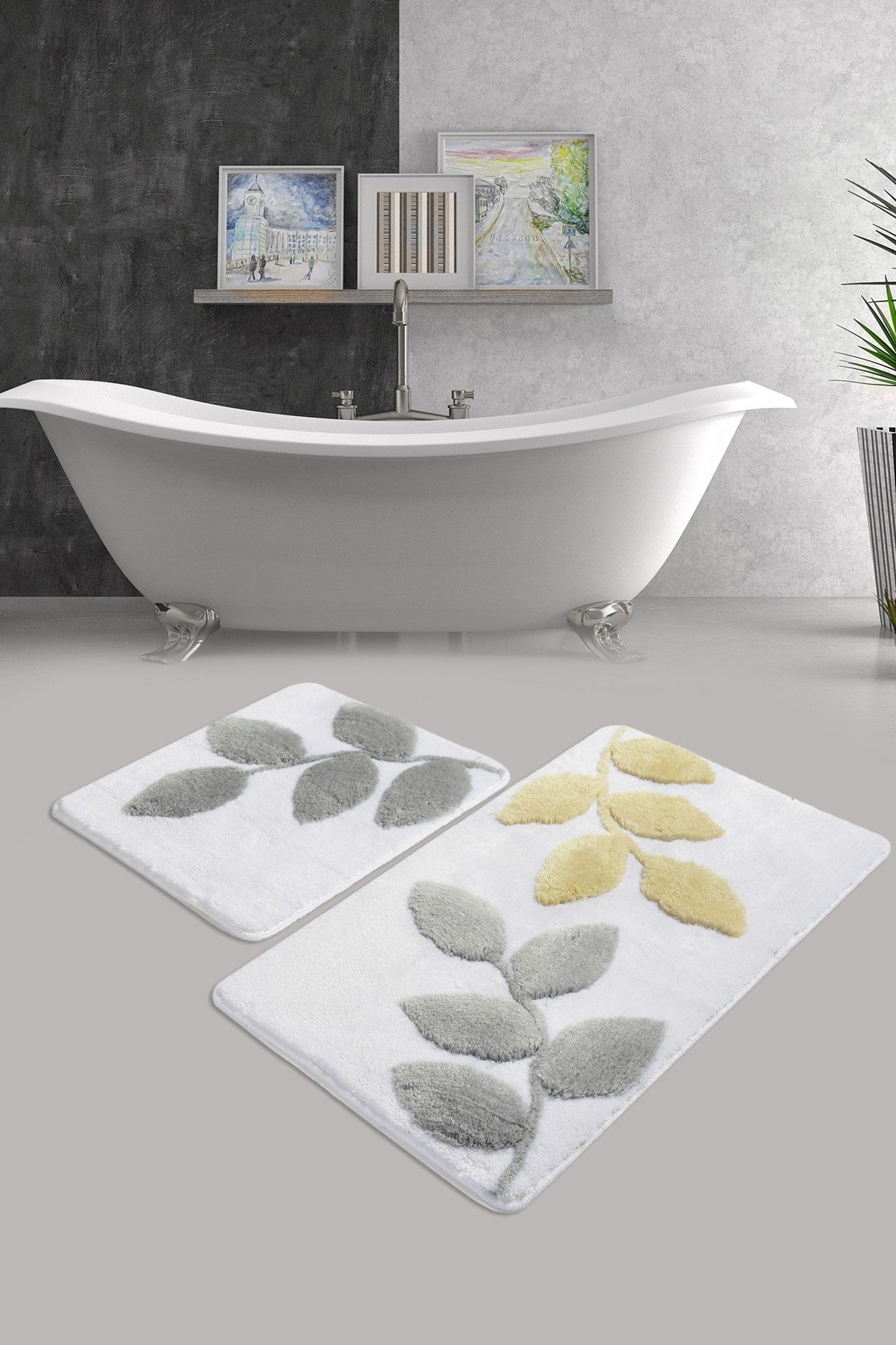 Acrylic Bathmat Set (2 Pieces) Innovia - White Multicolor 359CHL2296 1